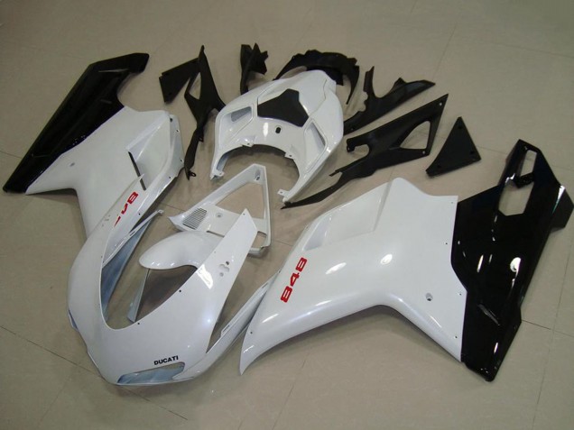 Mejores Carenados Moto Ducati 848 2007-2014 - Blanco Negro Brillante