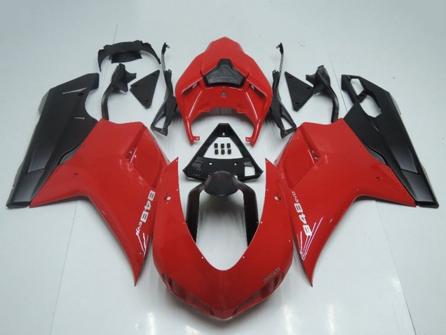 Mejores Carenados Moto Ducati 848 2007-2014 - Rojo Negro Mate OEM Estilo