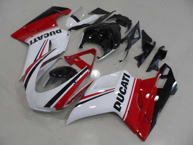 Mejores Carenados Moto Ducati 1098 2007-2014 - Blanco Rojo Verde Negro Brillante