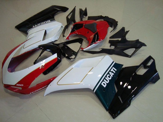 Mejores Carenado Moto Ducati 1098 2007-2014 - Blanco Rojo Negro Brillante