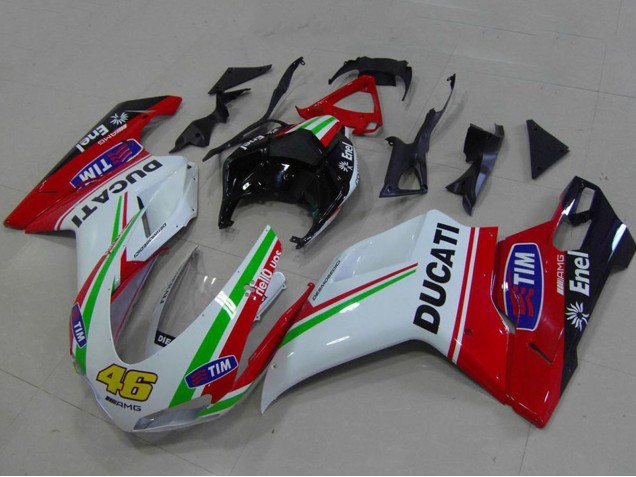 Mejores Carenados Moto Ducati 848 1098 1198 2007-2014 - Blanco Rojo Verde Negro Brillante Amarillo 46