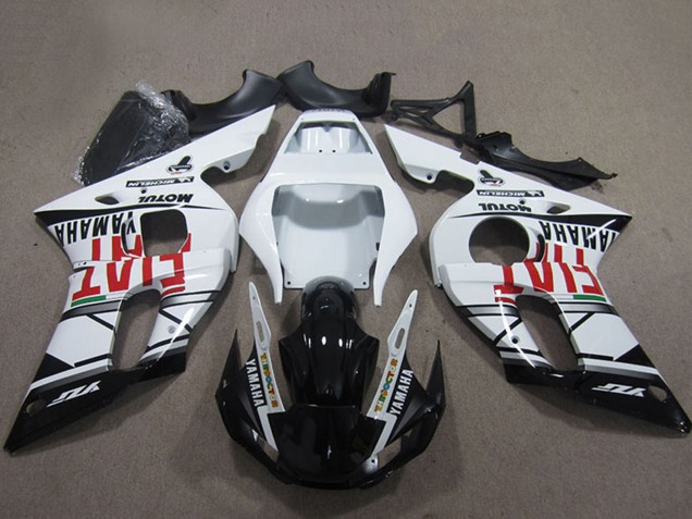 Mejores Carenados Moto Yamaha YZF R6 1998-2002 - Blanco Negro Brillante Fiat Motul Michelin
