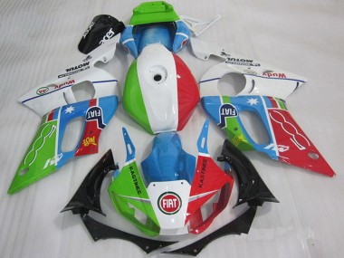 Mejores Carenados Moto Yamaha YZF R6 1998-2002 - Blanco Azul Verde Rojo Fiat Kastinee