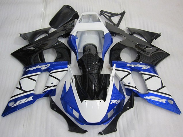 Mejores Carenado Moto Yamaha YZF R6 1998-2002 - Blanco Azul Negro Brillante Champions
