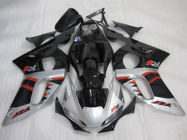Mejores Carenados Moto Yamaha YZF R6 1998-2002 - Plata Rojo Negro Brillante