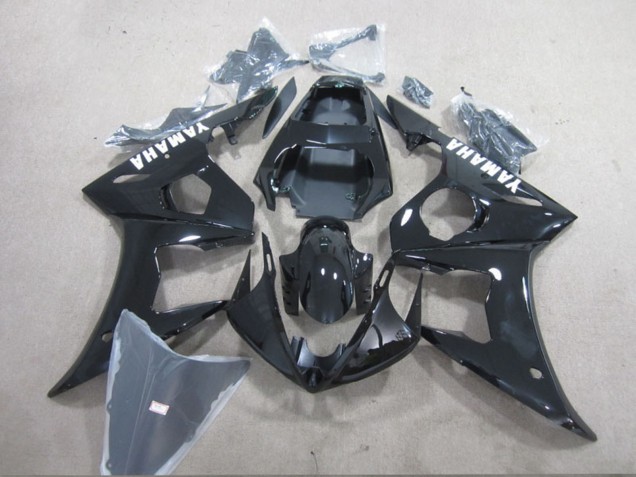 Mejores Carenado Moto Yamaha YZF R6 2003-2004 - Negro Brillante Blanco Calcomanías