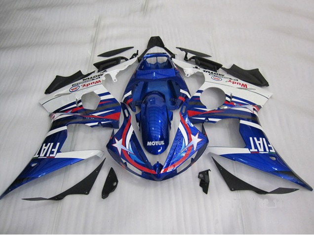 Mejores Carenados Moto Yamaha YZF R6 2003-2004 - Blanco Azul Rojo Motul Fiat
