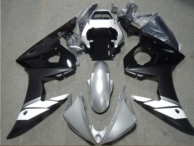 Mejores Carenados Moto Yamaha YZF R6 2003-2004 - Blanco Plata Negro Brillante Negro Mate