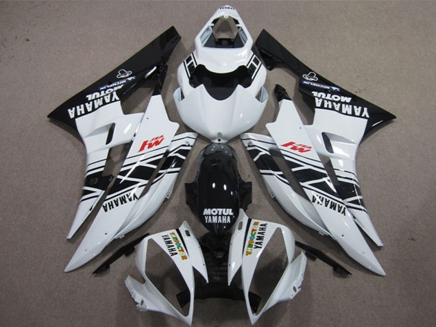 Mejores Carenados Moto Yamaha YZF R6 2006-2007 - Blanco Negro Brillante Motul