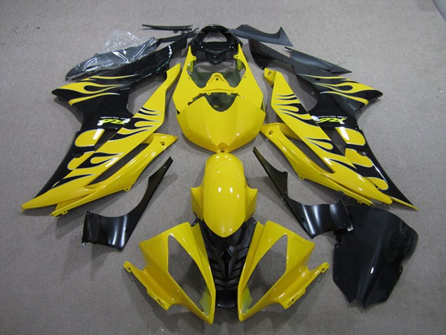 Mejores Carenados Moto Yamaha YZF R6 2008-2016 - Amarillo Negro Brillante Llama