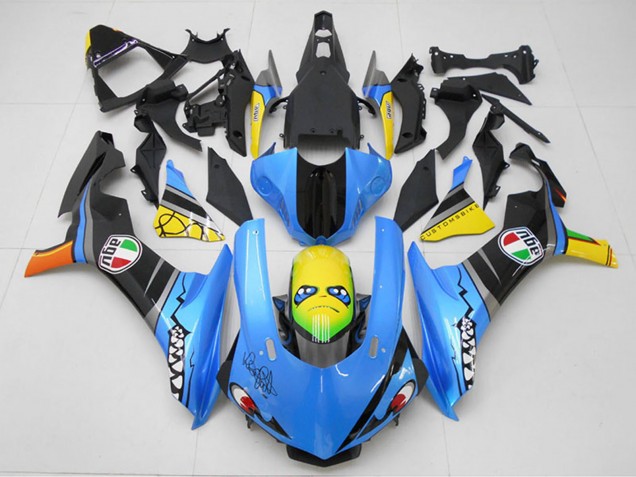 Mejores Kits Carenado Moto Yamaha YZF R1 2015-2019 - Azul Amarillo Tiburón