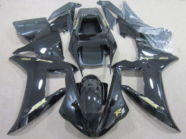 Mejores Carenados Moto Yamaha YZF R1 2002-2003 - Negro Brillante Oro Calcomanía