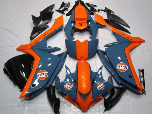 Mejores Carenados Moto Yamaha YZF R1 2007-2008 - Azul Oscuro Naranja Gulf