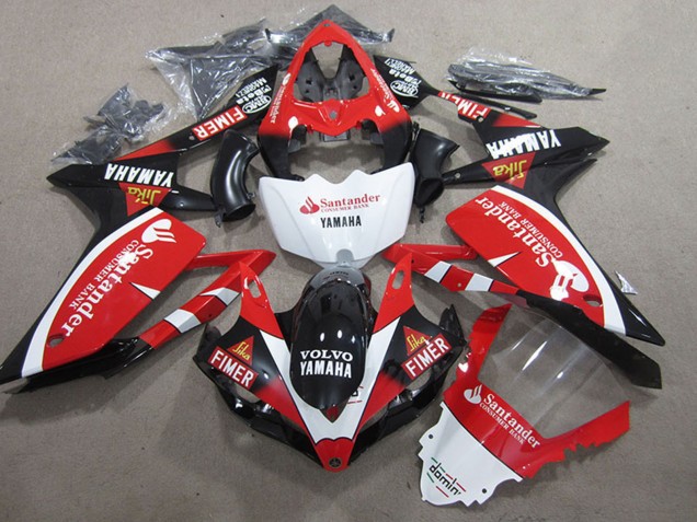 Mejores Carenados Moto Yamaha YZF R1 2007-2008 - Rojo Blanco Negro Volvo Santander Fimer