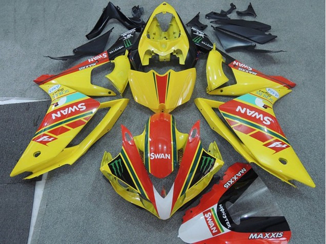 Mejores Carenados Moto Yamaha YZF R1 2007-2008 - Amarillo Rojo Negro Blanco Swan