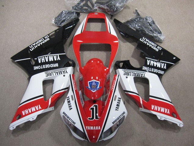 Mejores Carenados Moto Yamaha YZF R1 2009-2011 - Blanco Rojo Negro Bridgestone Yamalube Semakin Didepan