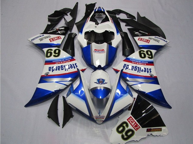 Mejores Carenados Moto Yamaha YZF R1 2009-2011 - Blanco Azul Negro Sterilgarda SCALZ 69