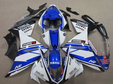 Mejores Carenados Moto Yamaha YZF R1 2012-2014 - Blanco Azul Negro Pizzoli ENEOS Yamalube Semakin Didepan