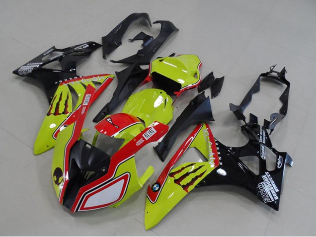 Mejores Carenados Moto BMW S1000RR 2009-2014 - Neon Amarillo Rojo Negro Brillante Monstruo