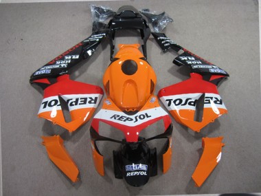 Mejores Carenado Moto Honda CBR600RR 2003-2004 - Naranja Blanco Rojo Negro Brillante Repsol