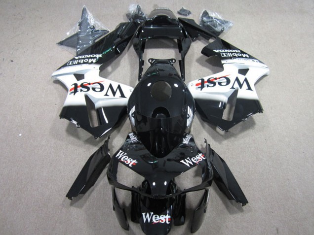 Mejores Carenados Moto Honda CBR600RR 2003-2004 - Negro Brillante Blanco West