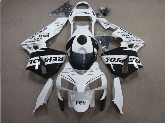 Mejores Carenados Moto Honda CBR600RR 2003-2004 - Blanco Negro Brillante Repsol