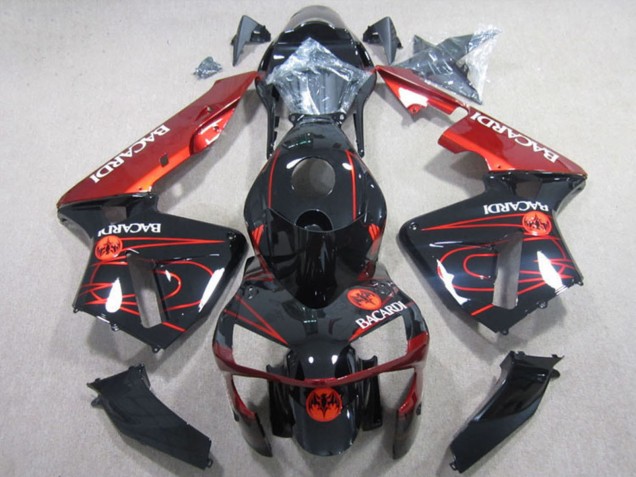 Mejores Carenados Moto Honda CBR600RR 2003-2004 - Negro Brillante Rojo RACARDI