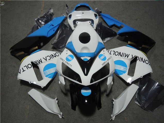 Mejores Carenado Moto Honda CBR600RR 2005-2006 - Blanco Azul Negro Brillante Konica Minolta