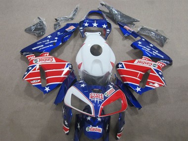 Mejores Carenados Moto Honda CBR600RR 2005-2006 - Blanco Rojo Azul Cycle World Castrol