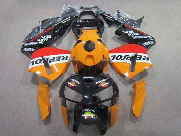 Mejores Carenados ABS Honda CBR600RR 2005-2006 - Naranja Blanco Rojo Negro Brillante Repsol