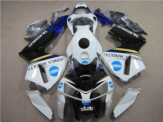 Mejores Carenados Moto Honda CBR600RR 2005-2006 - Blanco Azul Amarillo Negro Brillante Konica Minolta