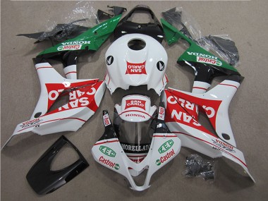 Mejores Carenado Moto Honda CBR600RR 2007-2008 - Blanco Rojo Verde San Carlo