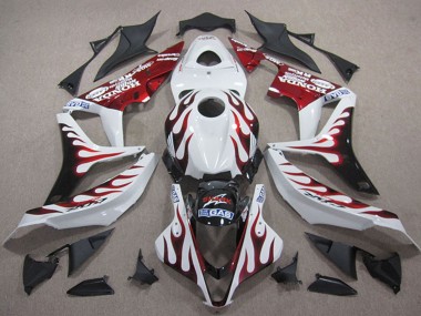 Mejores Carenados Moto Honda CBR600RR 2007-2008 - Blanco Rojo Negro Brillante Llama