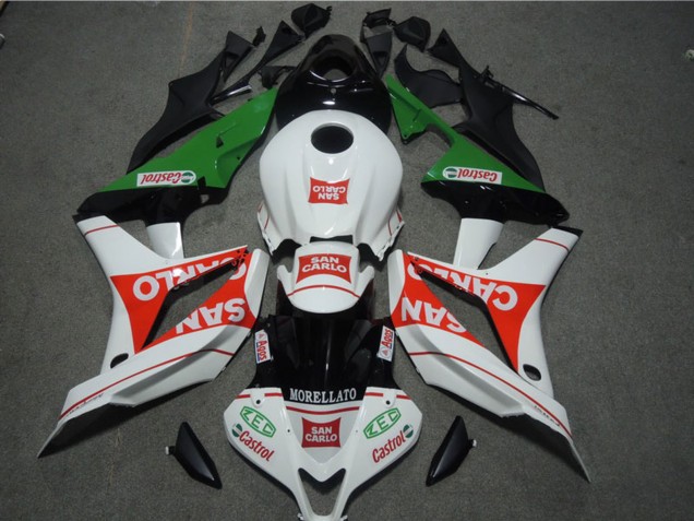 Mejores Carenados Moto Honda CBR600RR 2007-2008 - Blanco Rojo Verde San Carlo