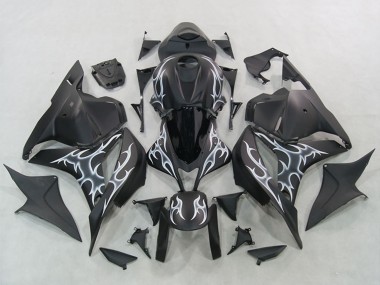 Mejores Carenados Moto Honda CBR600RR 2007-2008 - Negro Mate Plata Llama