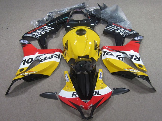 Mejores Carenados Moto Honda CBR600RR 2007-2008 - Amarillo Blanco Rojo Negro Brillante Repsol