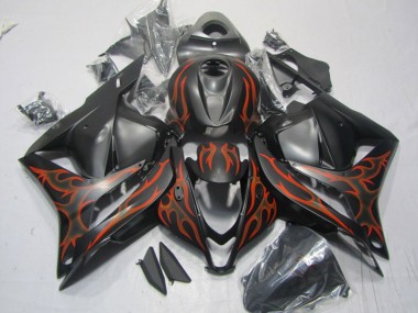 Mejores Carenados Moto Honda CBR600RR 2009-2012 - Negro Mate Naranja Llama