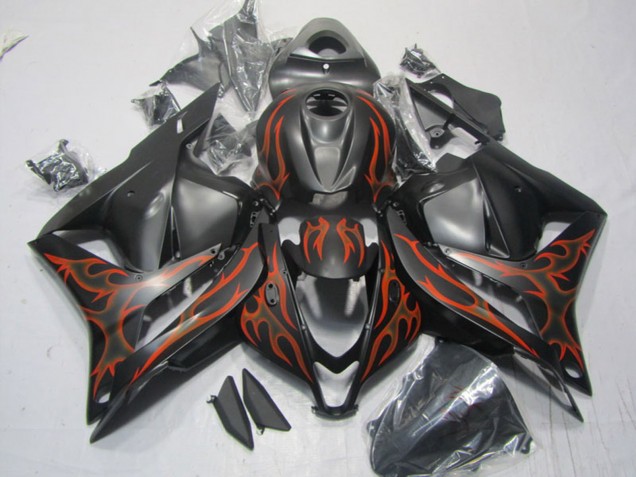 Mejores Carenados Moto Honda CBR600RR 2009-2012 - Negro Mate Naranja Llama