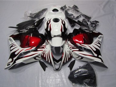 Mejores Carenados Moto Honda CBR600RR 2009-2012 - Blanco Rojo Negro Brillante Llama