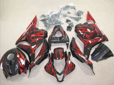 Mejores Carenado Moto Honda CBR600RR 2009-2012 - Negro Brillante Rojo Llama