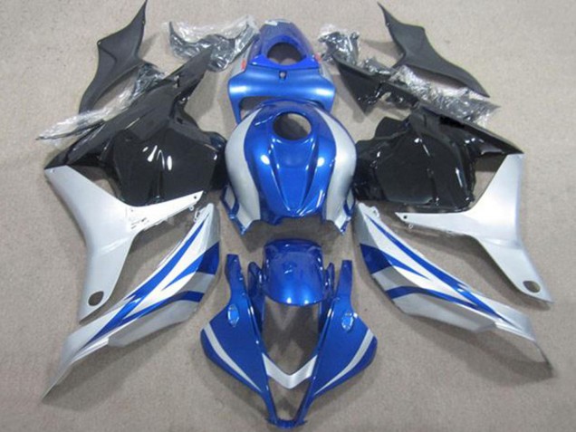 Mejores Carenados Moto Honda CBR600RR 2009-2012 - Plata Azul Negro Brillante Raya