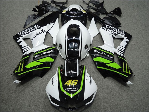 Mejores Carenados Moto Honda CBR600RR 2013-2023 - Blanco Verde Negro Brillante Semakin Didepan Monstruo