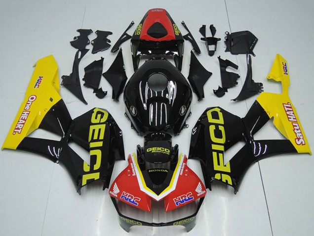 Mejores Carenados Moto Honda CBR1000RR 2012-2016 - Rojo Amarillo Negro Brillante HRC One Heart GEICO