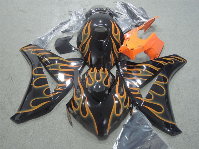 Mejores Carenados Moto Honda CBR1000RR 2008-2011 - Negro Brillante Naranja Llama
