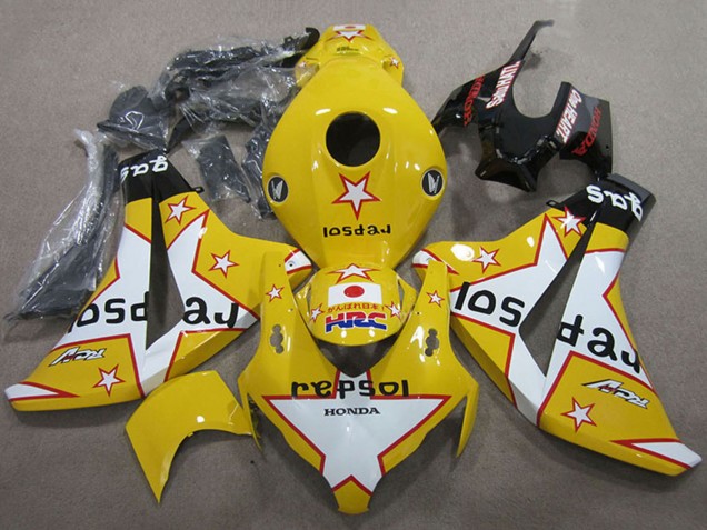 Mejores Carenados Moto Honda CBR1000RR 2008-2011 - Amarillo Blanco Negro Brillante Star Repsol HRC