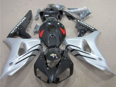Mejores Carenado Moto Honda CBR1000RR 2006-2007 - Plata Negro Brillante