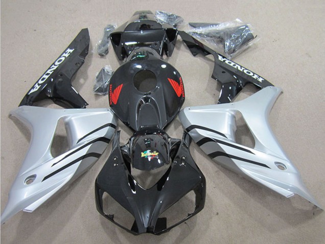 Mejores Carenado Moto Honda CBR1000RR 2006-2007 - Plata Negro Brillante