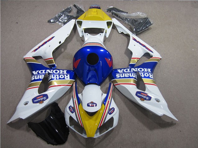 Mejores Carenados Moto Honda CBR1000RR 2006-2007 - Blanco Azul Amarillo Oro Rothmans
