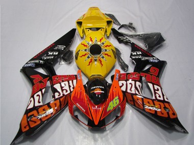 Mejores Carenados Moto Honda CBR1000RR 2006-2007 - Amarillo Naranja Negro Brillante Rossi Repsol 46