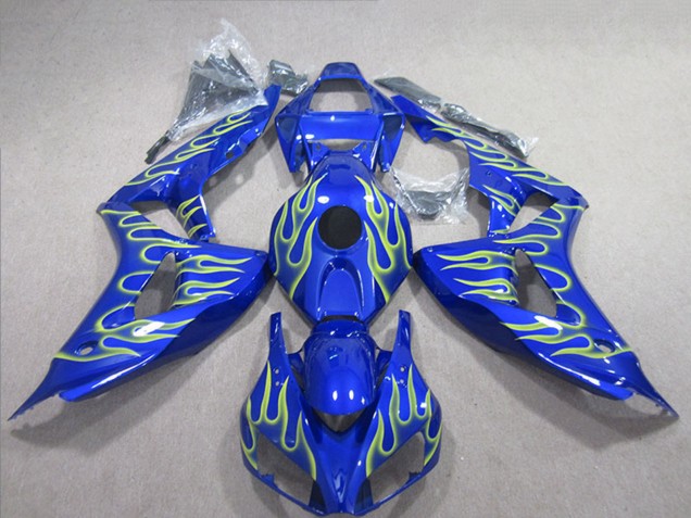 Mejores Carenados Moto Honda CBR1000RR 2006-2007 - Azul Verde Llama